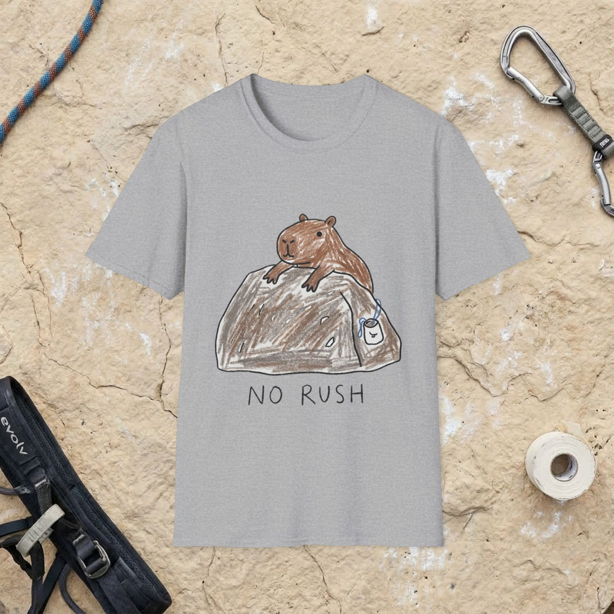 Hand-Drawn Capybara No Rush Tee