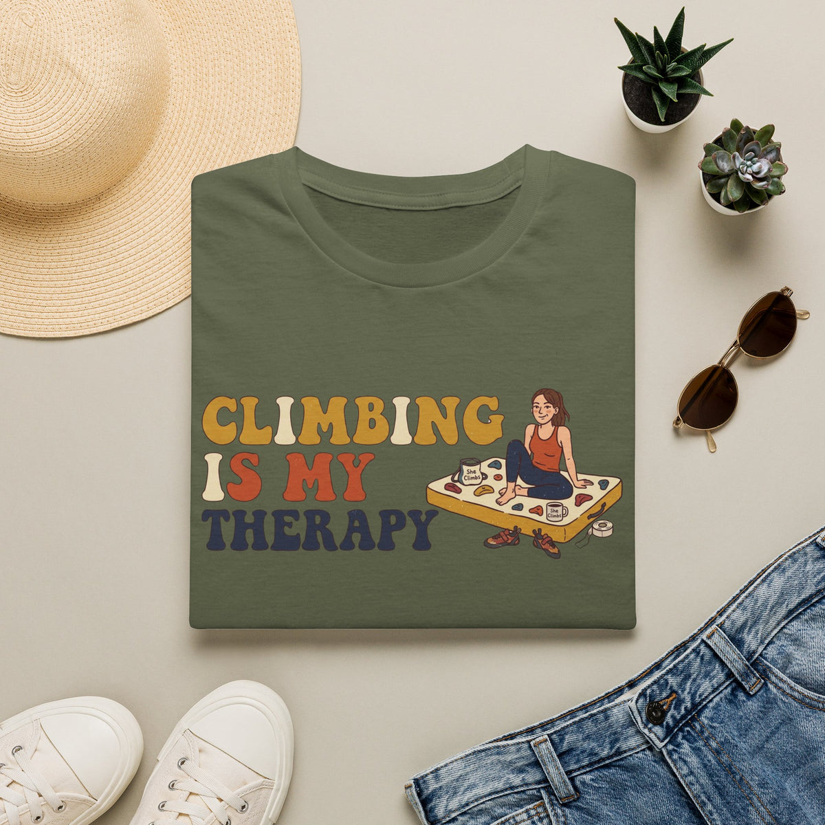 Climbing Is My Therapy T-shirt