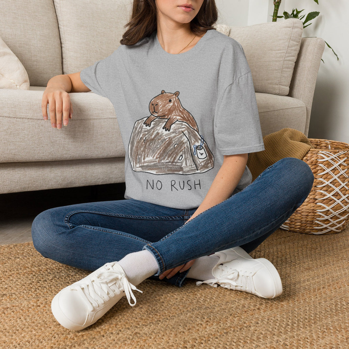 Hand-Drawn Capybara No Rush Tee