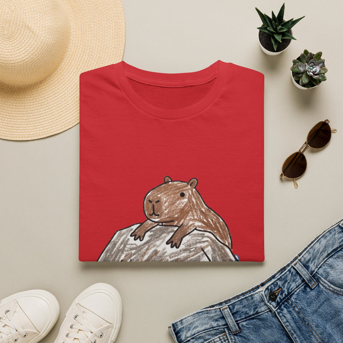 Hand-Drawn Capybara No Rush Tee