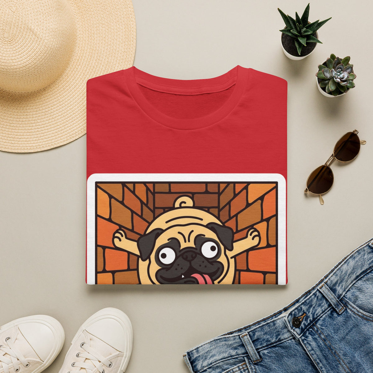 Pug Climbing Chimney T-Shirt