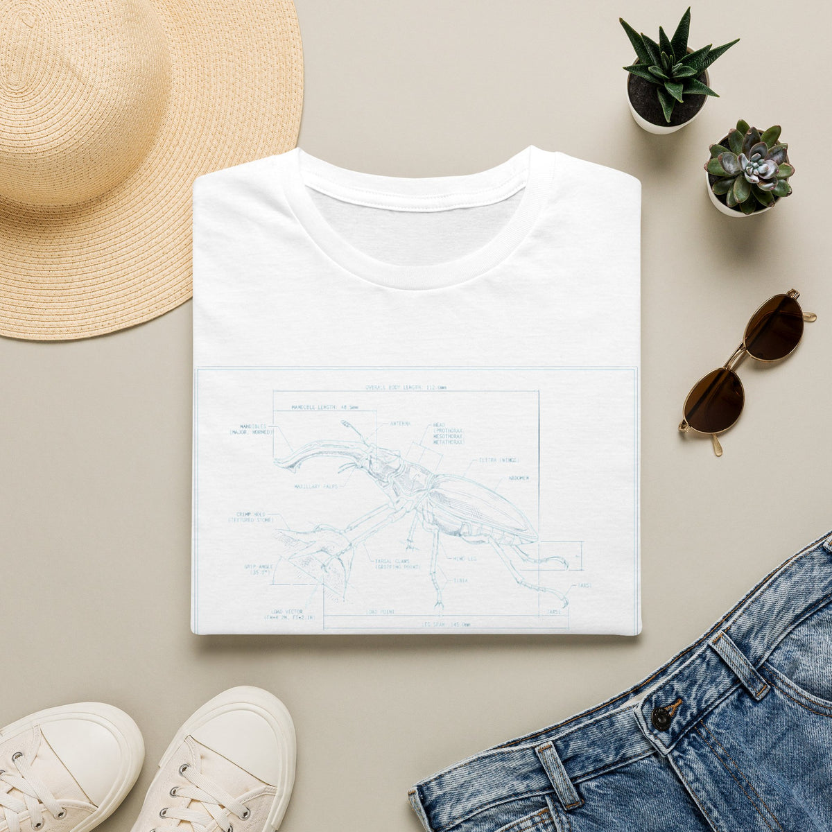 Beetle Structure Blueprint T-shirt