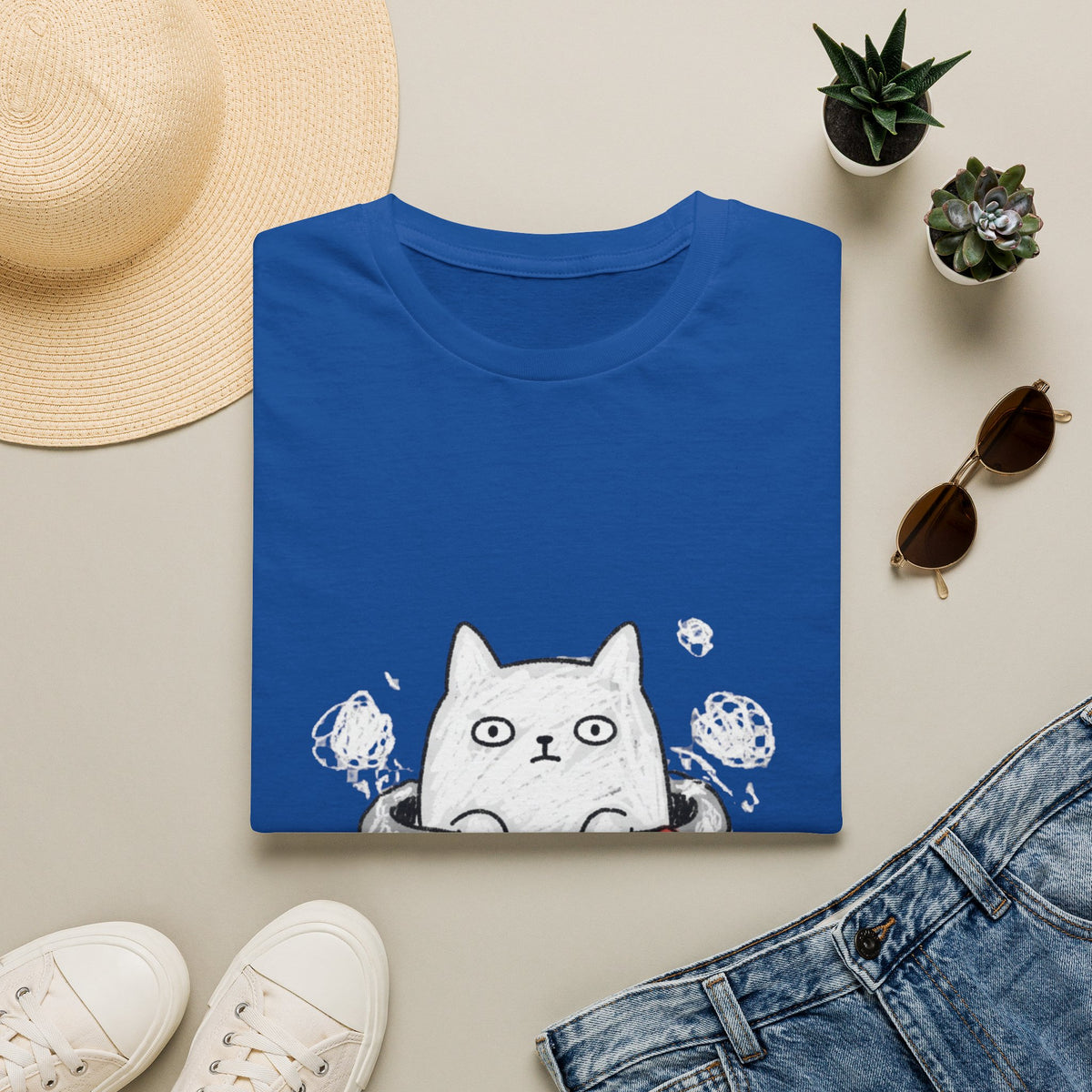 Hand Drawn Cat Helping Tee