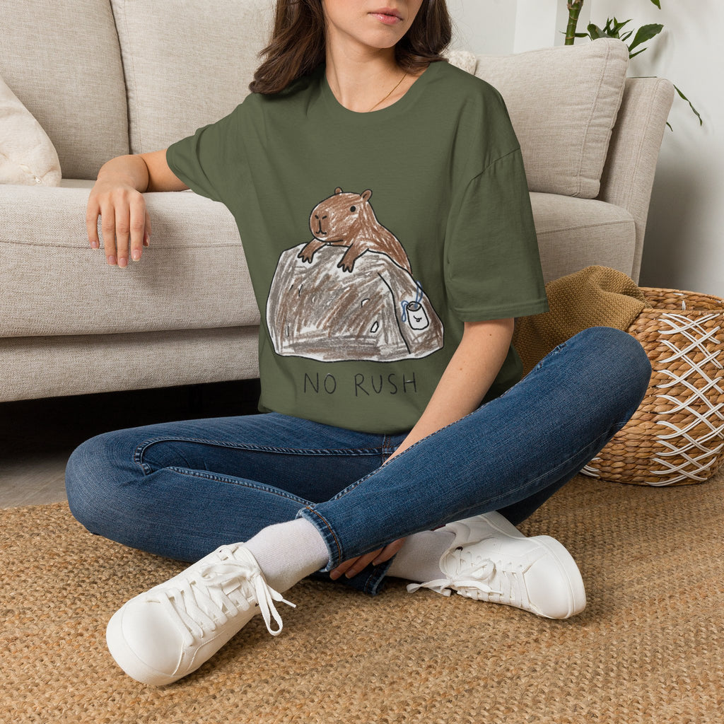 Hand-Drawn Capybara No Rush Tee