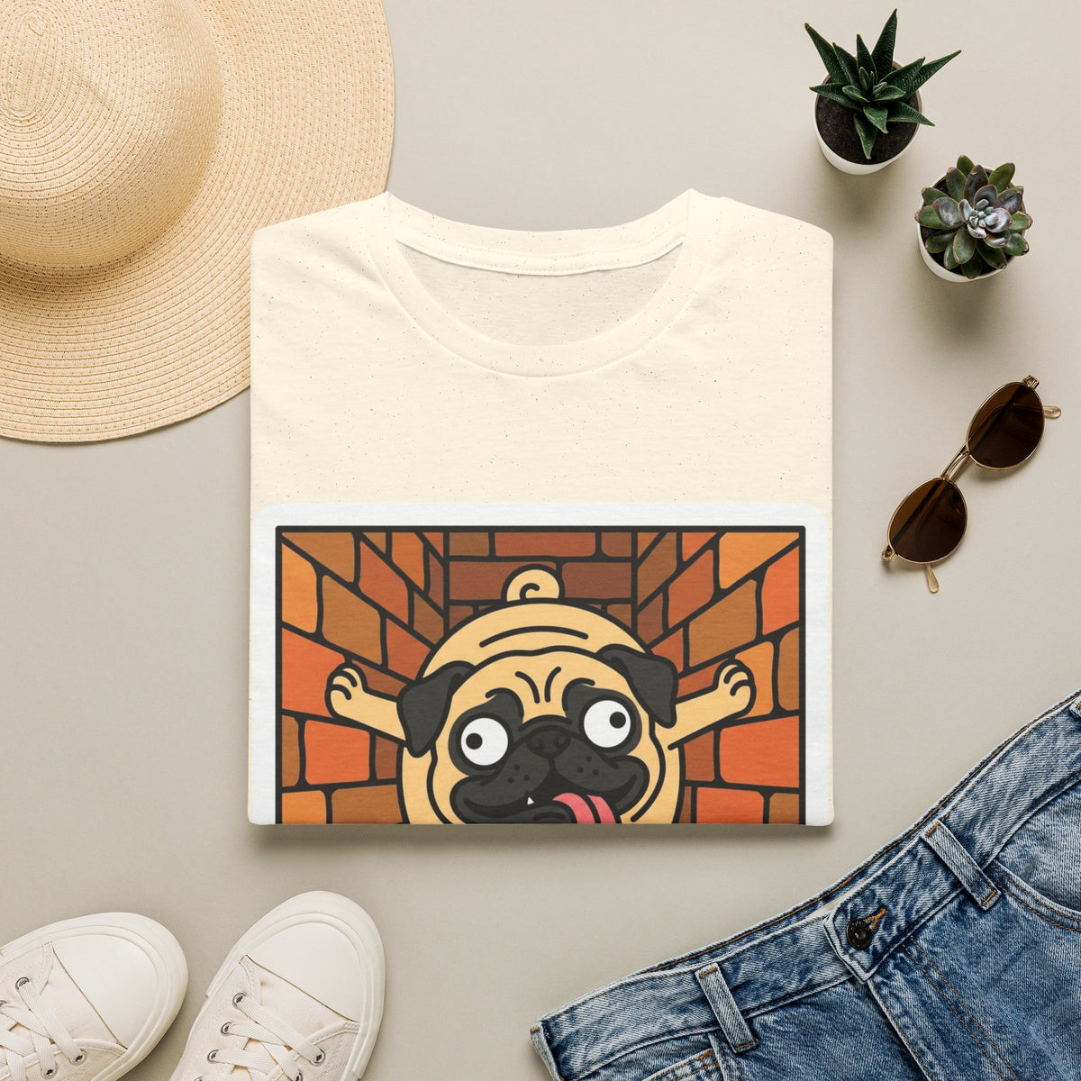 Pug Climbing Chimney T-Shirt