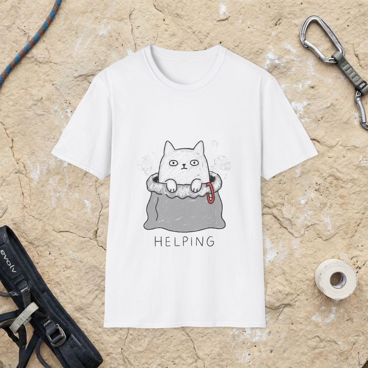 Hand Drawn Cat Helping Tee