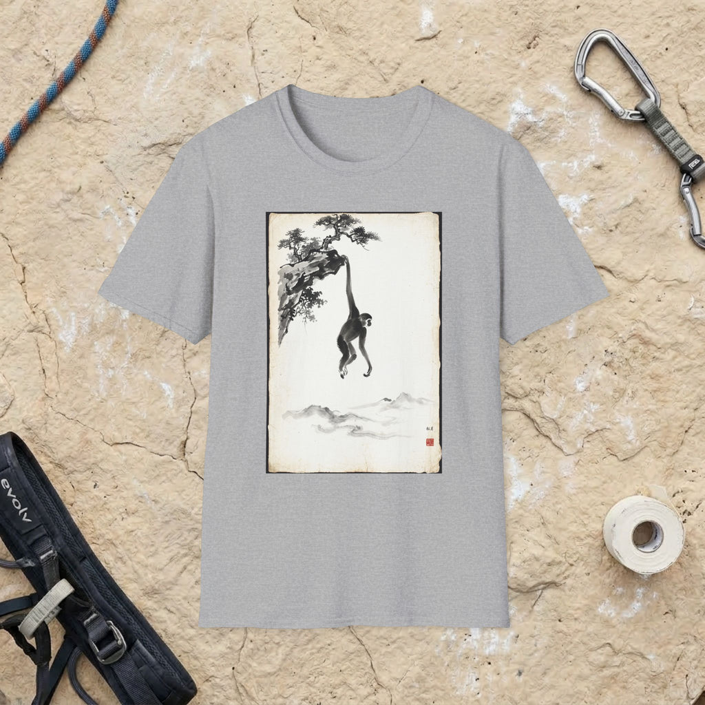 Chinese Ink Gibbon Climbing T-shirt