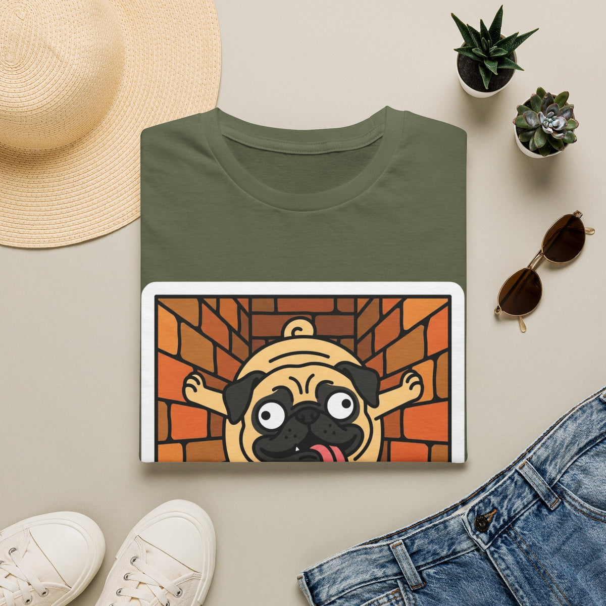 Pug Climbing Chimney T-Shirt