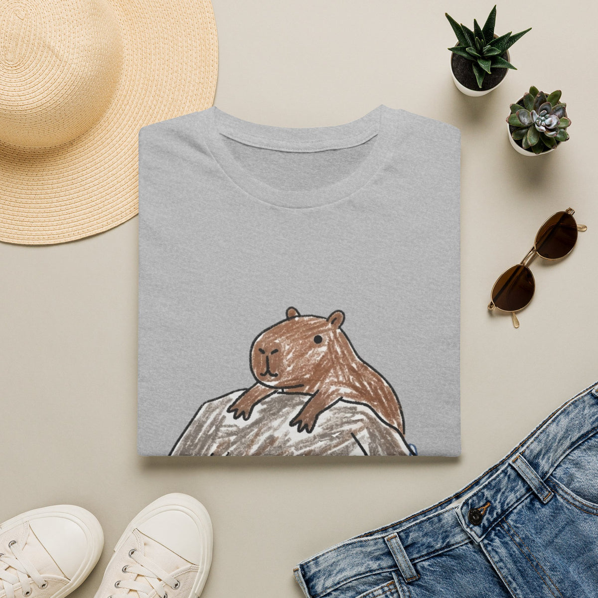 Hand-Drawn Capybara No Rush Tee