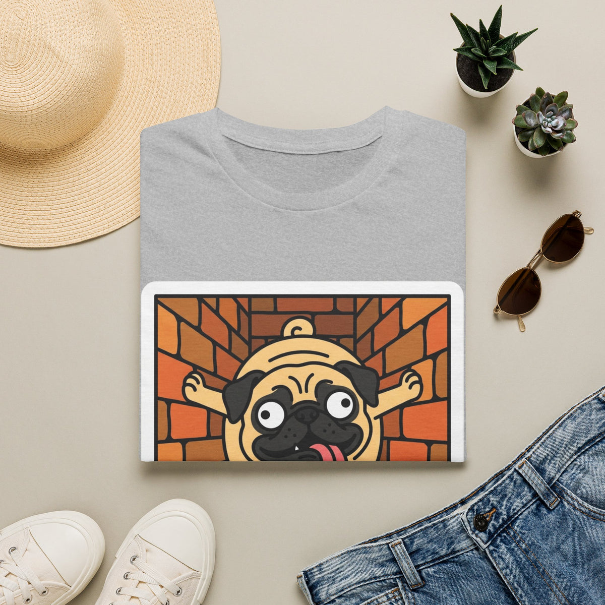 Pug Climbing Chimney T-Shirt