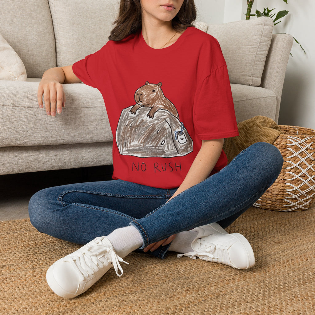 Hand-Drawn Capybara No Rush Tee