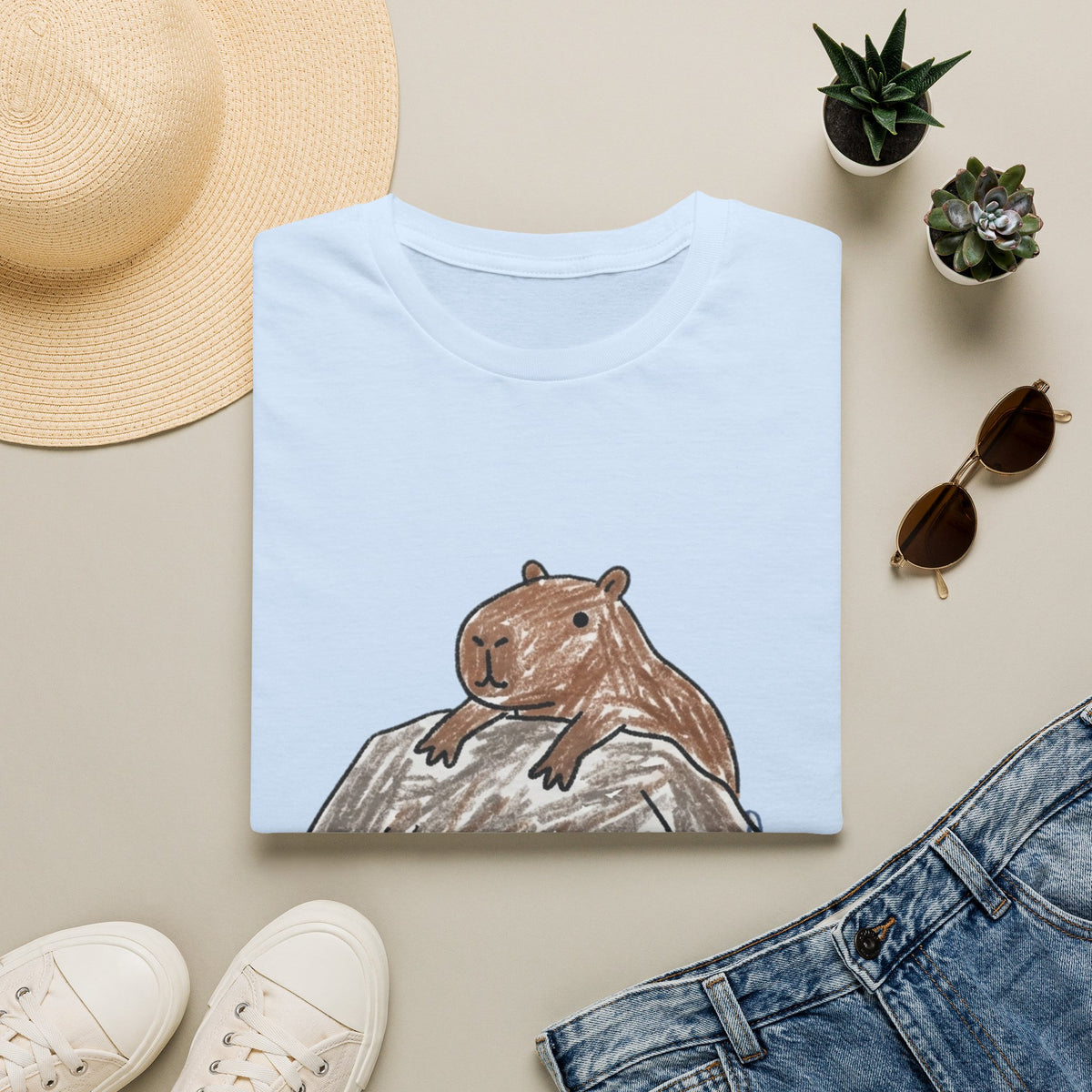 Hand-Drawn Capybara No Rush Tee