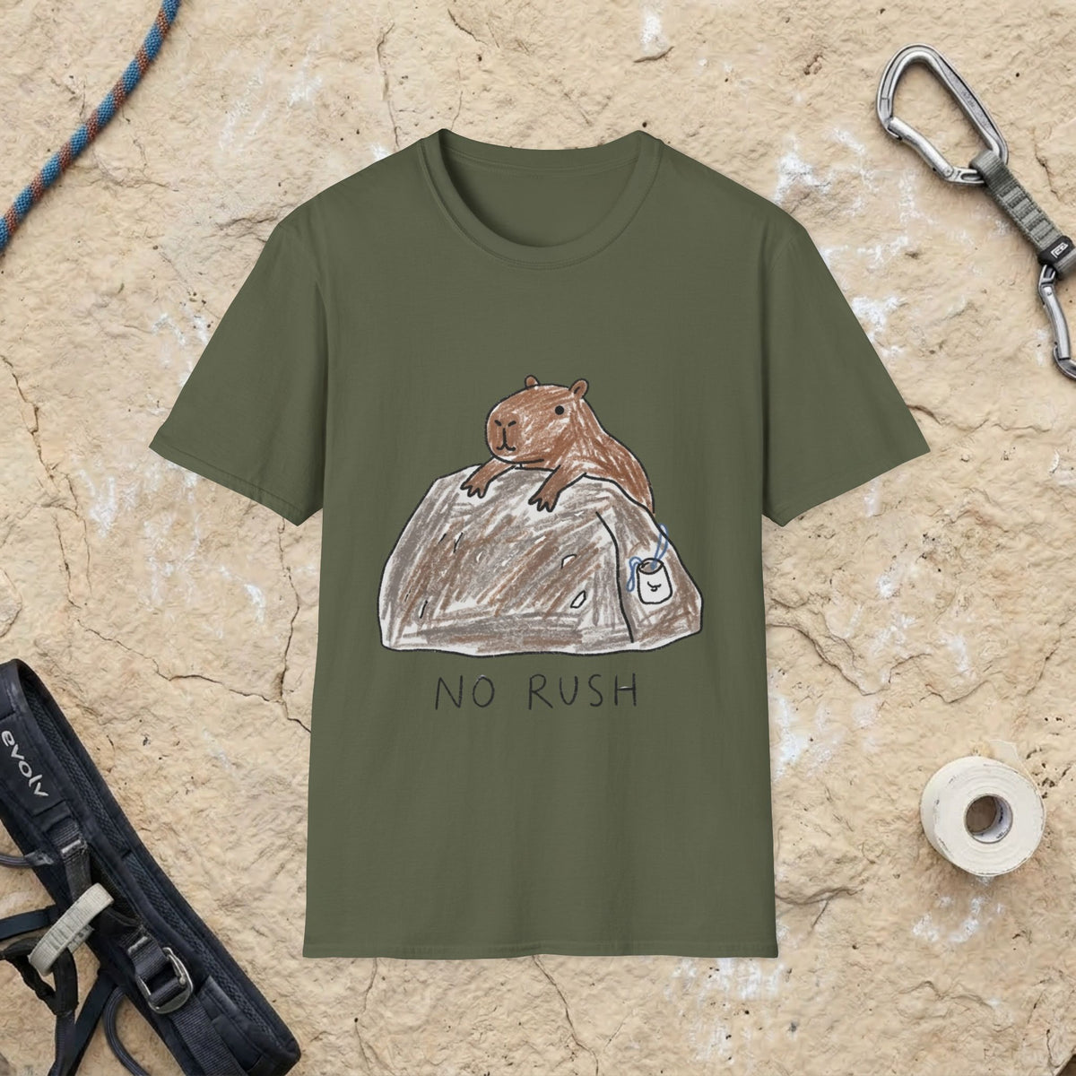 Hand-Drawn Capybara No Rush Tee