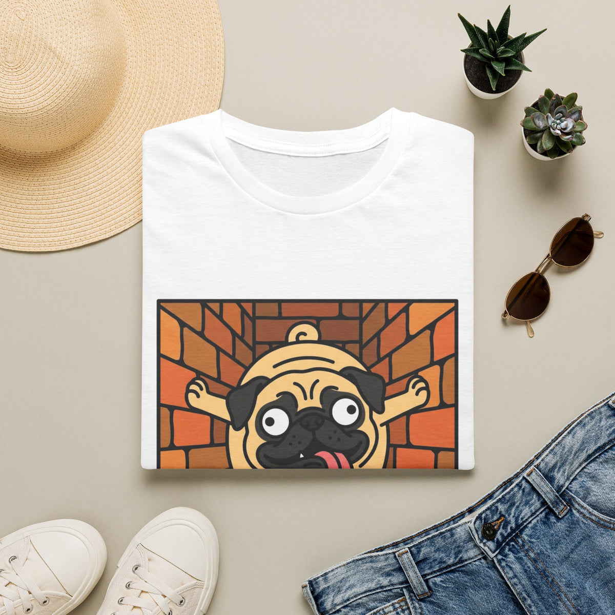 Pug Climbing Chimney T-Shirt