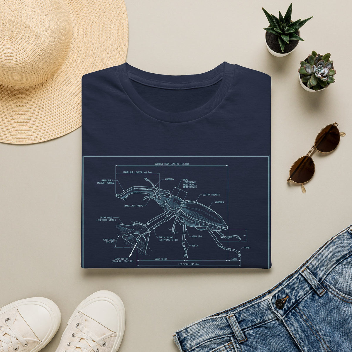 Beetle Structure Blueprint T-shirt