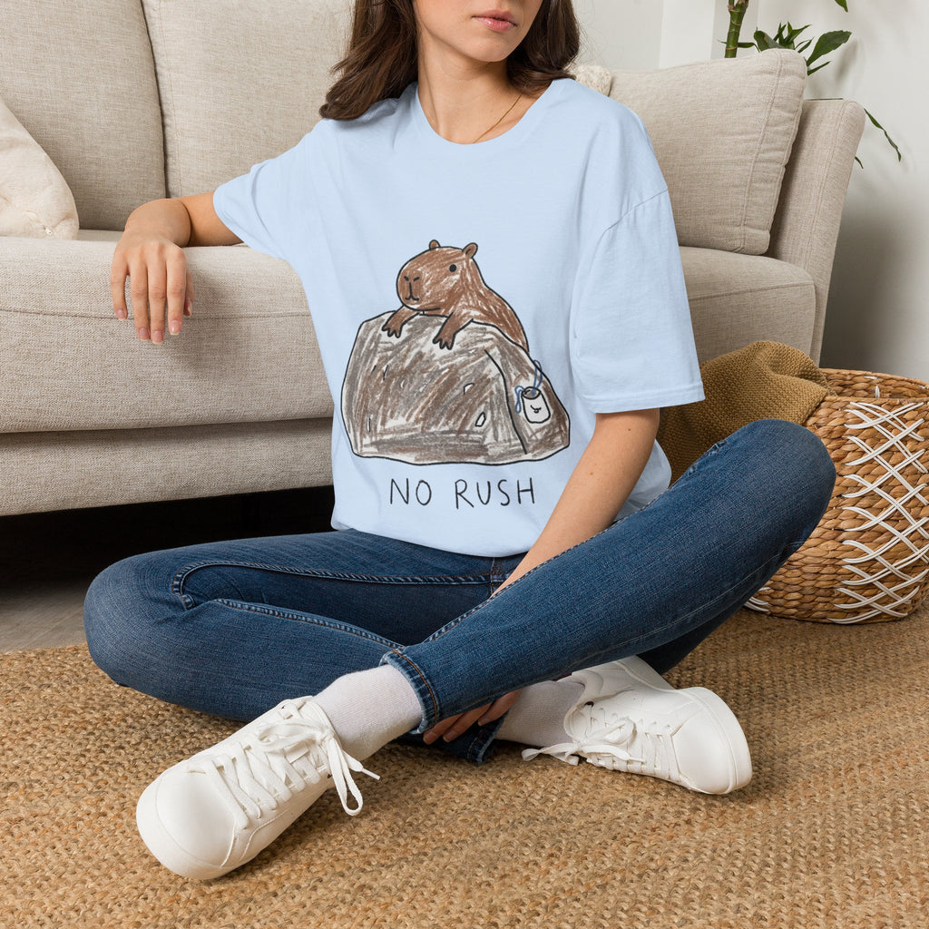 Hand-Drawn Capybara No Rush Tee