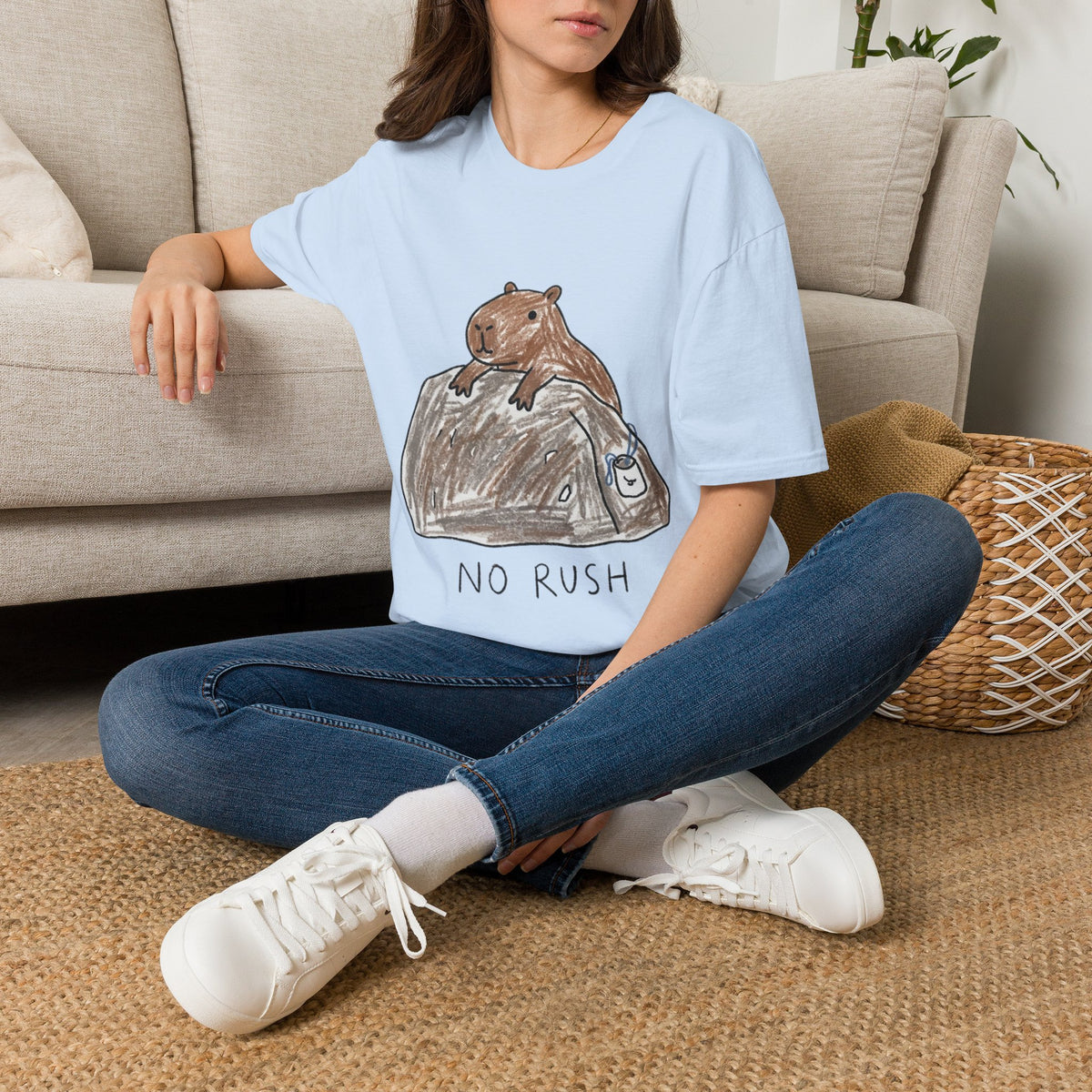 Hand-Drawn Capybara No Rush Tee