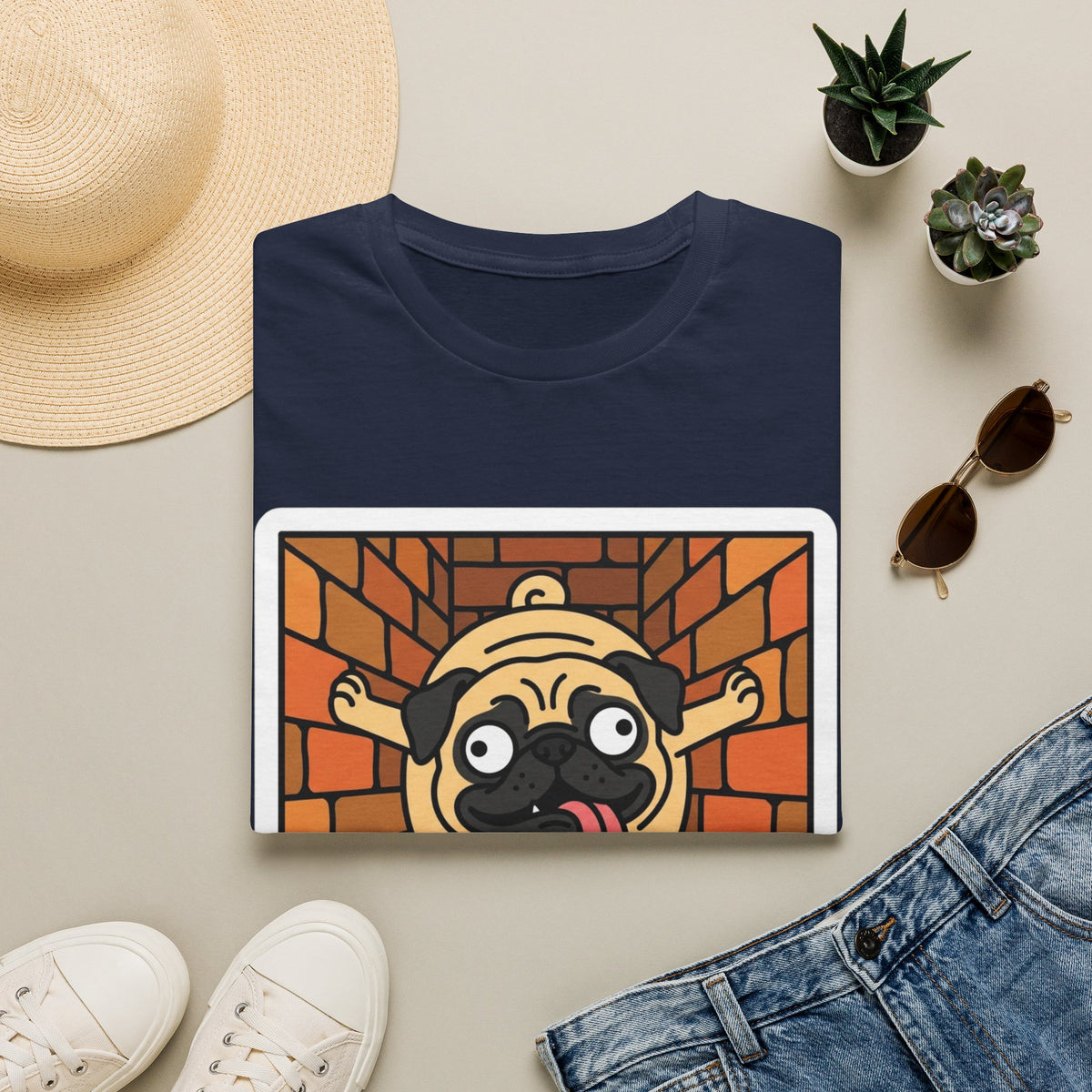 Pug Climbing Chimney T-Shirt