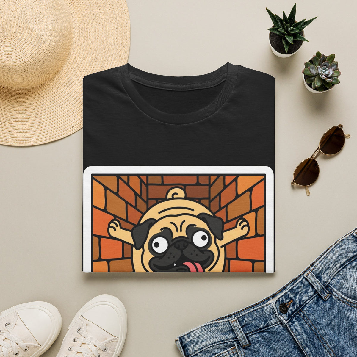 Pug Climbing Chimney T-Shirt