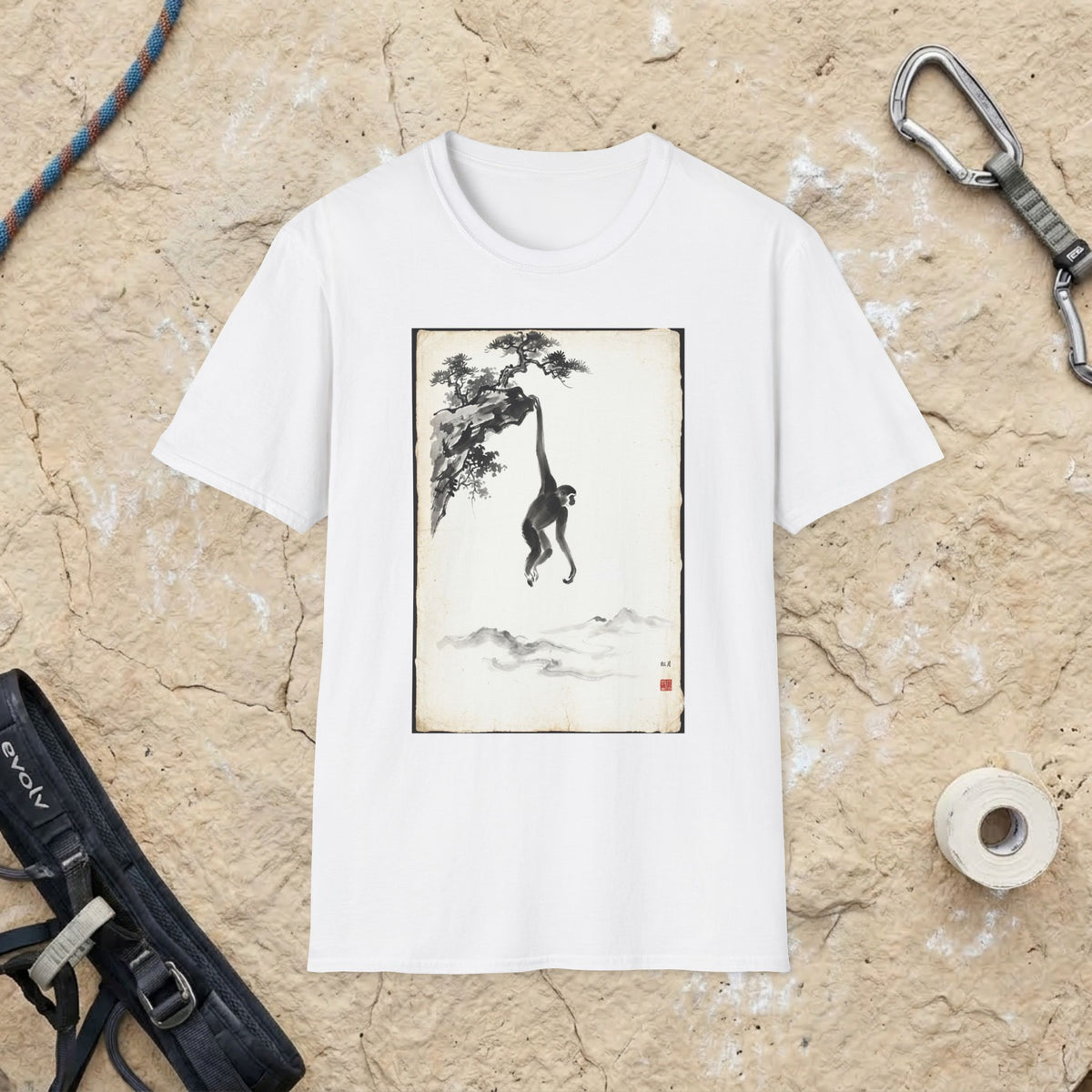 Chinese Ink Gibbon Climbing T-shirt